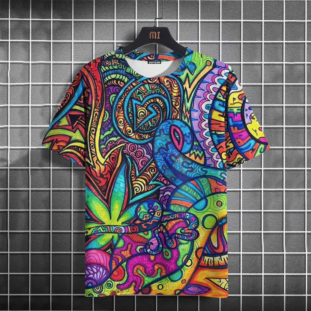 

Colorful Trippy T-Shirt for Men 3D Printed Painting Cool Designs T Shirt Tee Shirts Summer Casual Gym Short Sleeve Comfortable