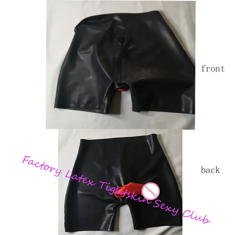 Latex Rubber Fetish Men Shorts with Front Zipper and Back Hole Underpants Handmade