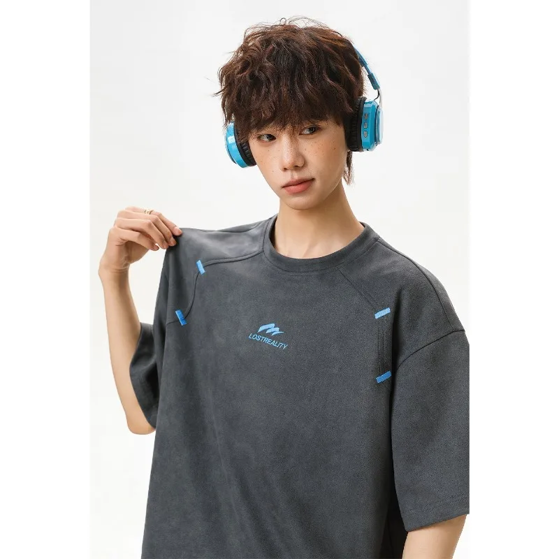 TFETTERS 2026 Summer New Arrival Men's American Sporty Streetwear T-Shirt Men Contrast Print Half Sleeve Soft Breathable Tee