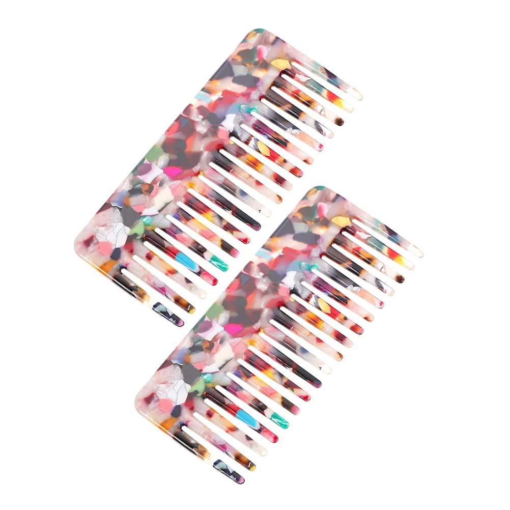 

2pcs Wide Tooth Detangling Combs Anti Static Hair Comb For Women Wet Dry Hair Styling Tool Travel Home Use Acetate Material