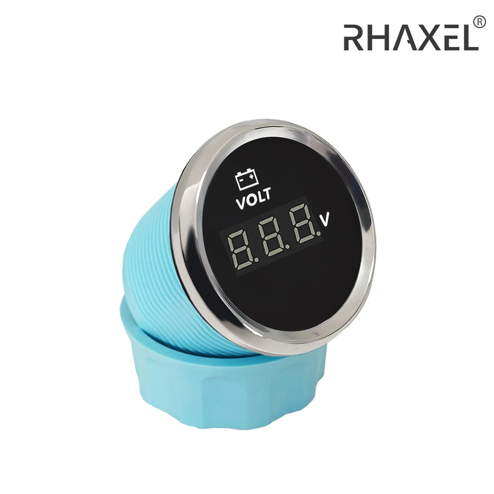 RHAXEL Newest Voltmeter Gauge Meter 12V 24V with Red Backlight for Car Motorcycle Trucks 52mm