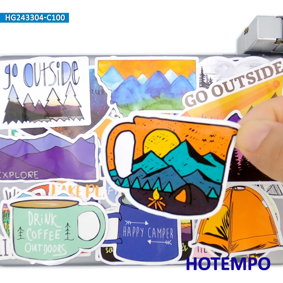 100 sztuk, Naklejki na zewnętrzną przygodę, Piesze wycieczki, wspinaczka, biwakowanie, styl podróżowania, do laptopa samochodowego telefonu motocyklowego, Zabawny pakiet naklejek