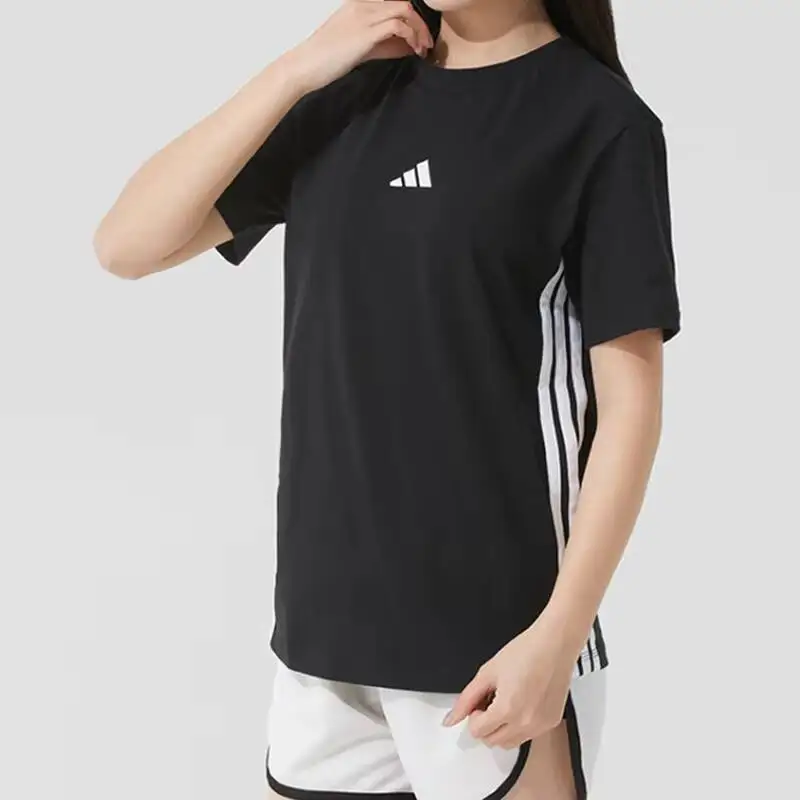 

New Yes Sports Adidas Women's Authentic Black 3-Stripes Casual Short Sleeve T-Shirt JD0846