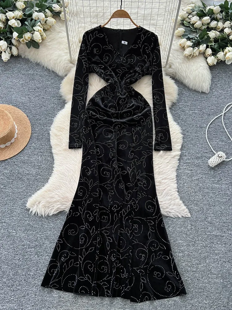 Ele v-ne longue Sve minceur a-ligne Dr femme nouveau rouge taille-accrochée minceur Ele a-ligne jupe Dr