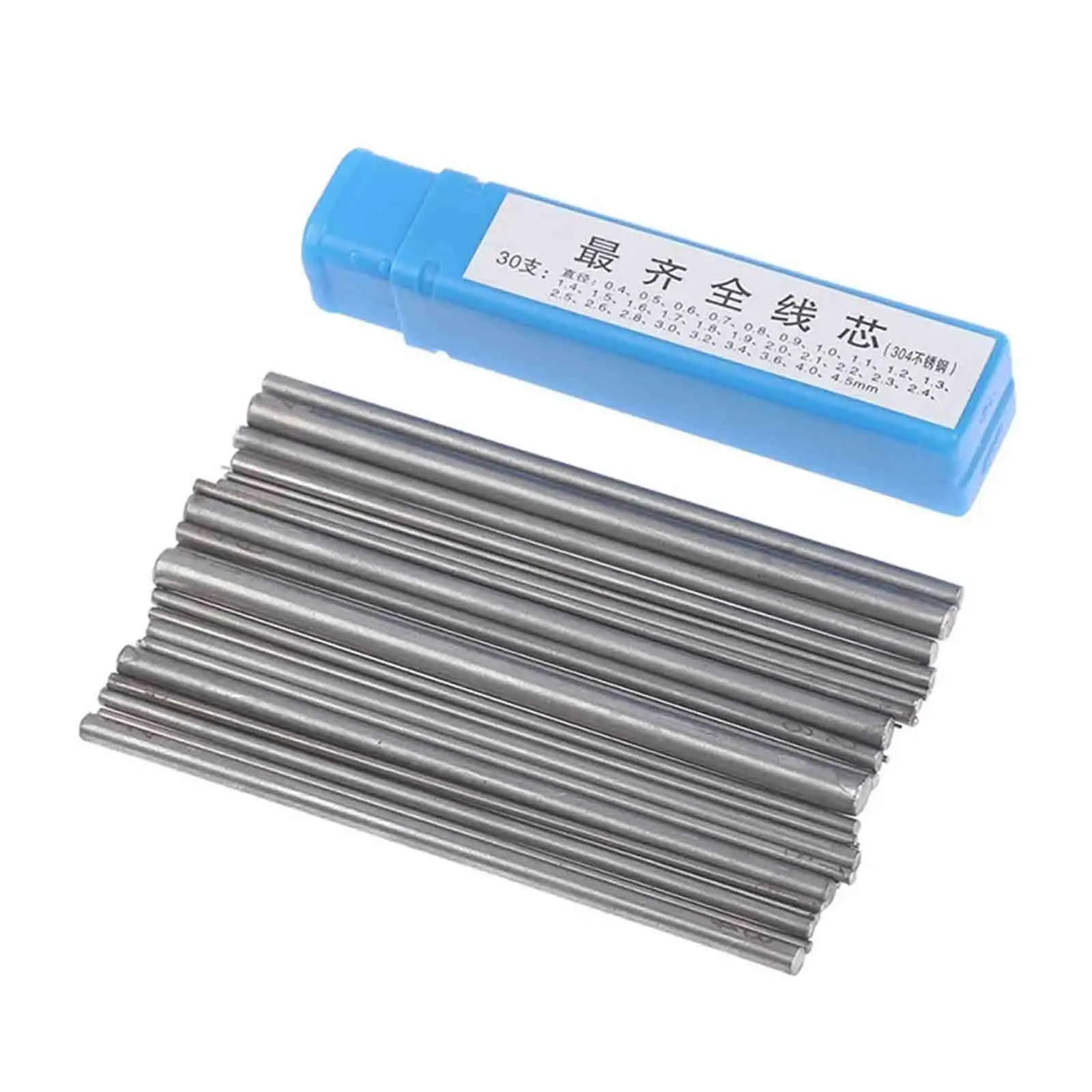 30x Stainless Steel Rods Wire Core for DIY Jewelry, Diameter 0.4-4.5mm, Length 100mm