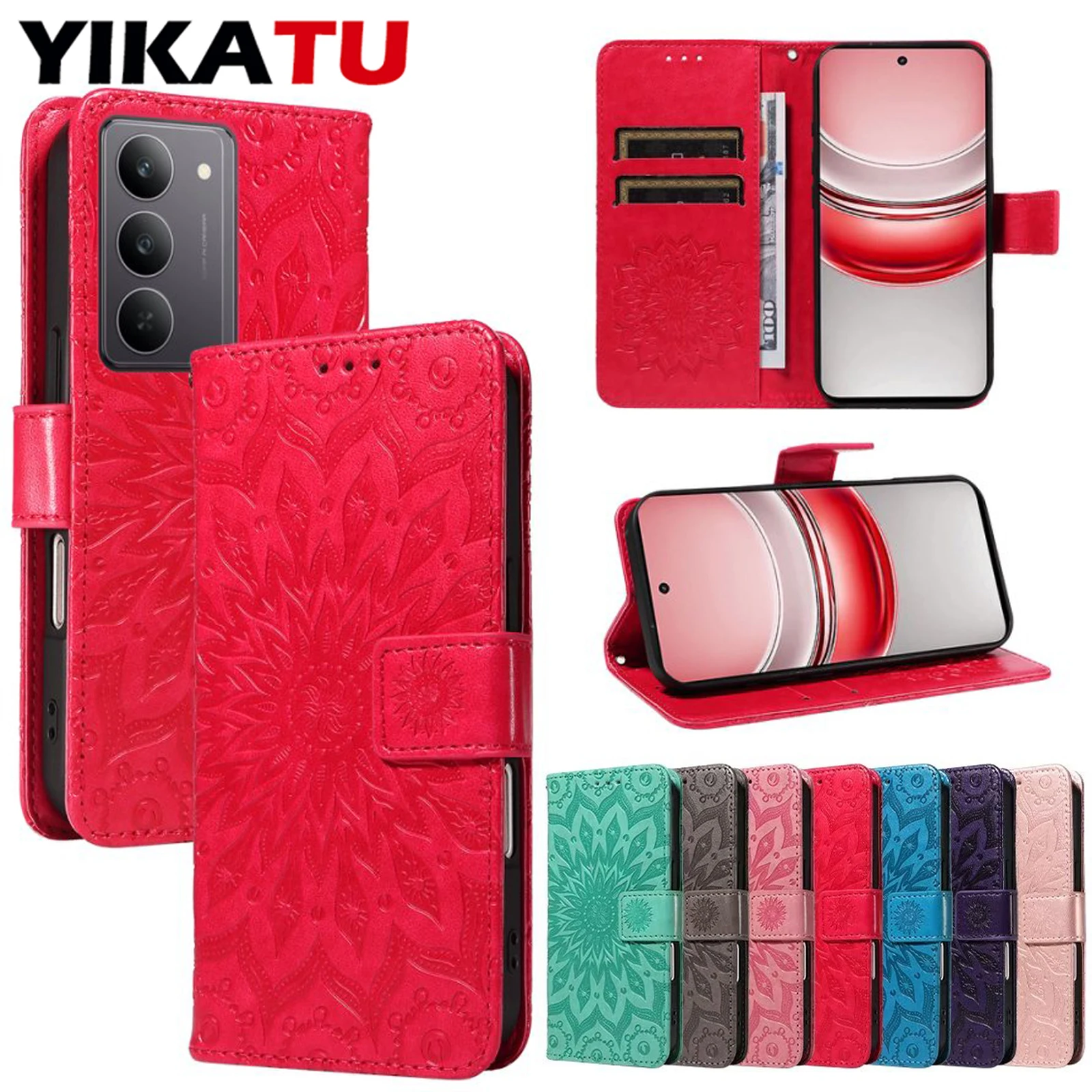 

Sunflower Wallet Leather Case Carrd Flip Cover For OPPO Reno 13F 13 12F 12 11F 11 10 Pro 8T 5G 4G 8 Lite 7Z 7 6Z 5Z 5F 4Z 4F 4