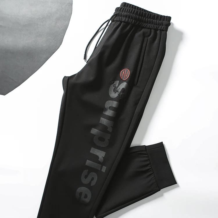 

Elastic Roman Cloth Men's Printed Letter Spor Casual Pants Cuffed Sweatpants Youthful Sle Straight Leg Long Trousers