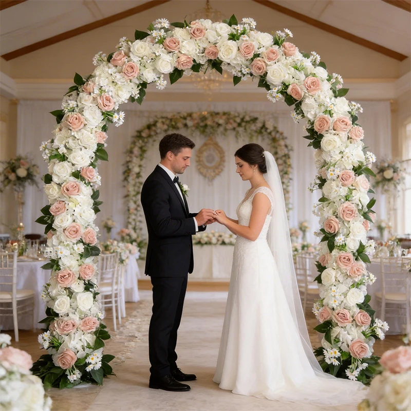 

Cross-Border New Style Artificial Flowers, Roses and Hydrangeas for Wedding Ceremony Hall Decoration Flower Arrangements