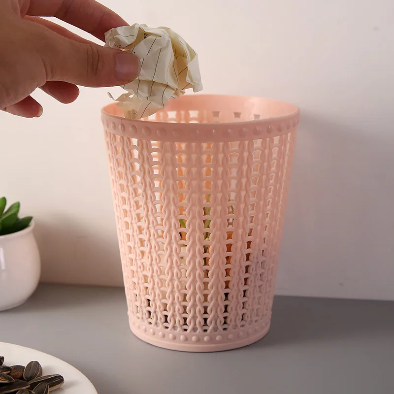 Plastic tabletop trash can household living room coffee table paper basket Creative liddless hollow mini garbage can debris stor