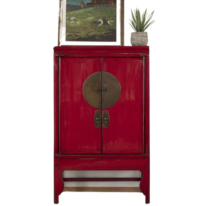 

Антикварный красный лак, китайский свадебный шкаф, традиционный дизайн, бытовая деревянная гостиная, спальня, столовая