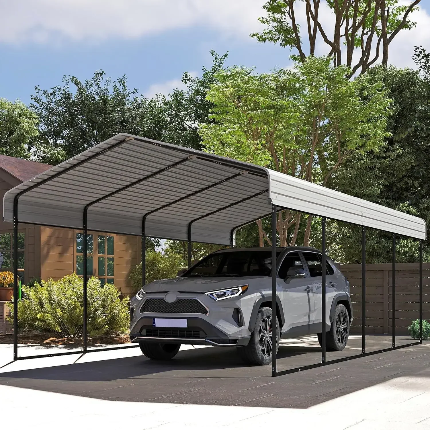 

12x20ft Heavy Duty Metal Carport Galvanized Frame Outdoor Car Shelter for Car Boat Truck, Customized