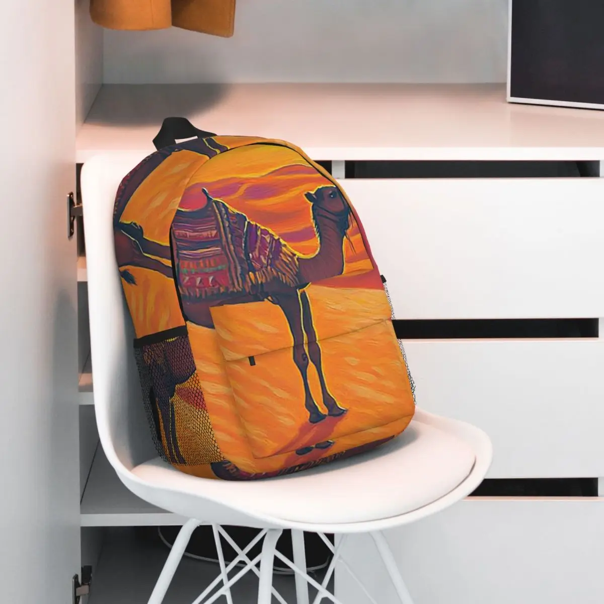 Camel Sahara Print Realistic Backpack Student BookBag Children School Bag Computer Shoulder Bags for Boys Girls
