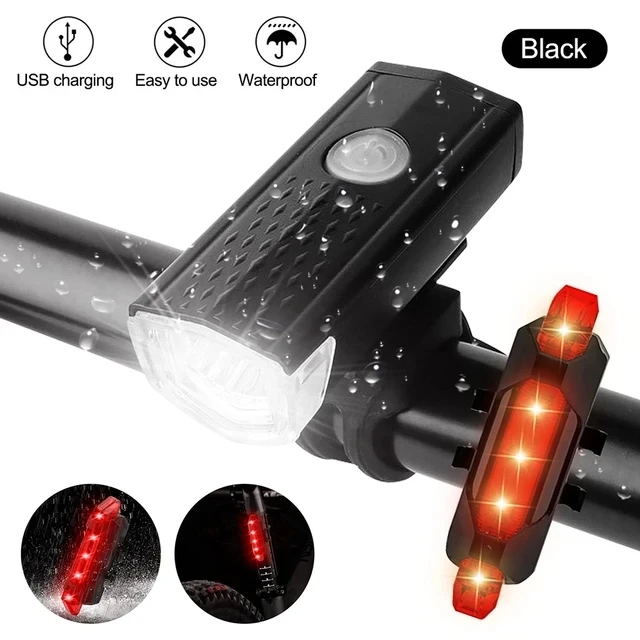 Fietslichtset Fietskoplamp Achterlicht Oplaadbaar voor- en achterset MTB-fietszaklamp Fietslamp Fietsaccessoires