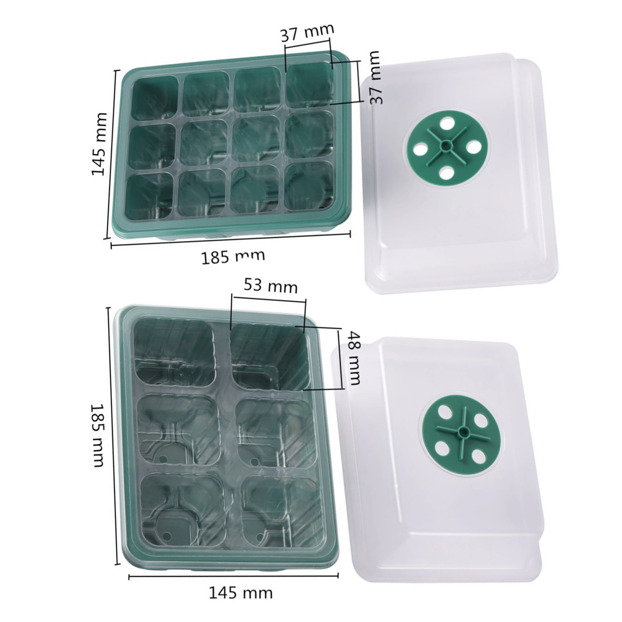 6/12 Cells Breathable Germination Box Garden  Greenhouse Nursery Planter Vegetables Flower Succulents Growing Cultivation Pot