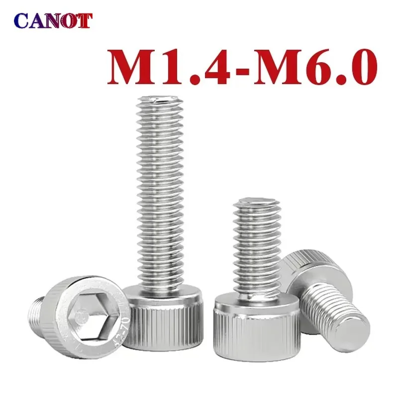 10-100pcs M1.4 M1.6 M2 M3 M4 M5 M6 304 A2-70 Stainless Steel DIN912 Hexagon Hex Socket Cap Allen Head Bolt Screw Length 2-50mm