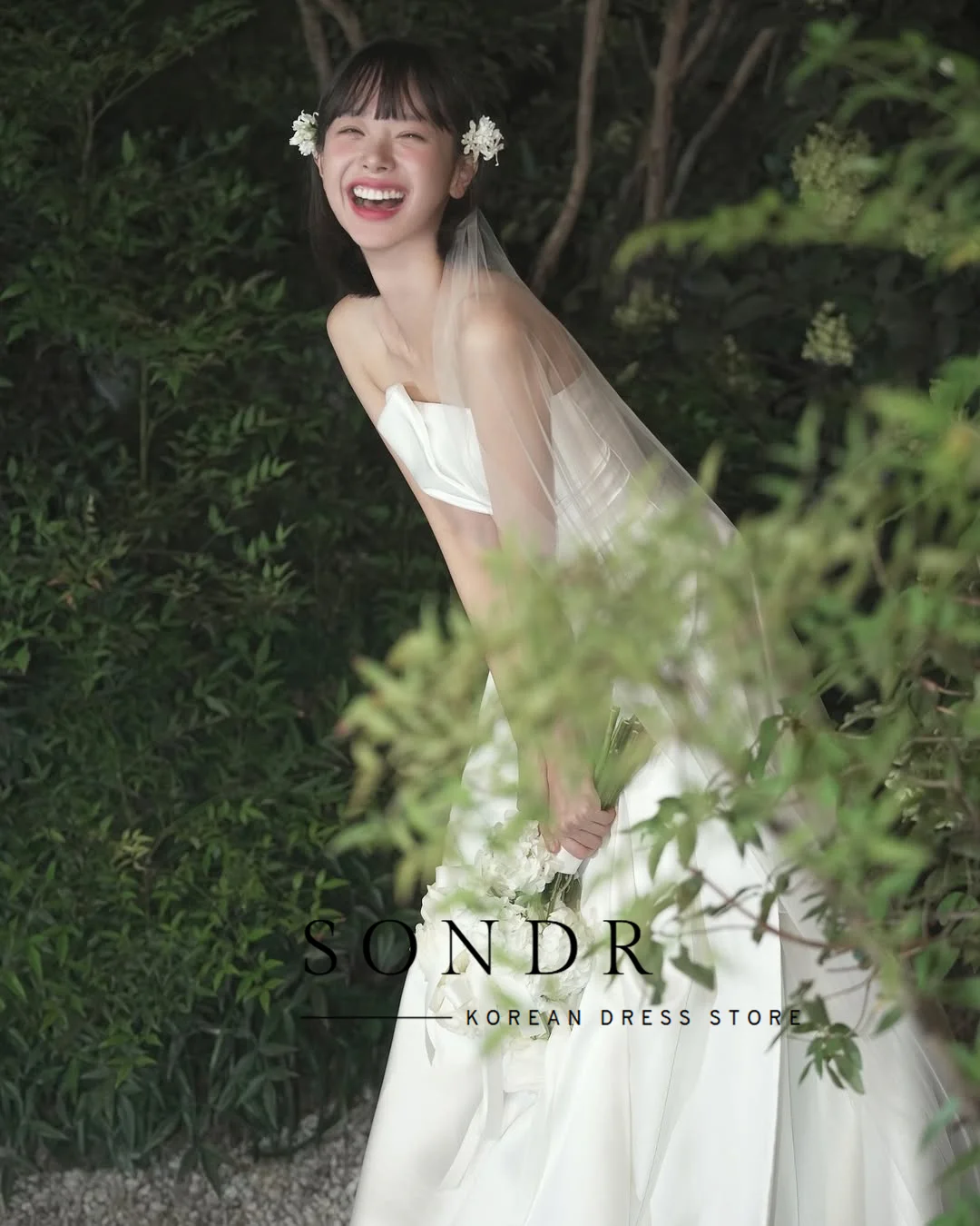 Sondr New Korean Wedding Dresses Strapless Silk Satin Bridal Gown Customized A Line Self-Wedding Dresses Photo Shoot Gown