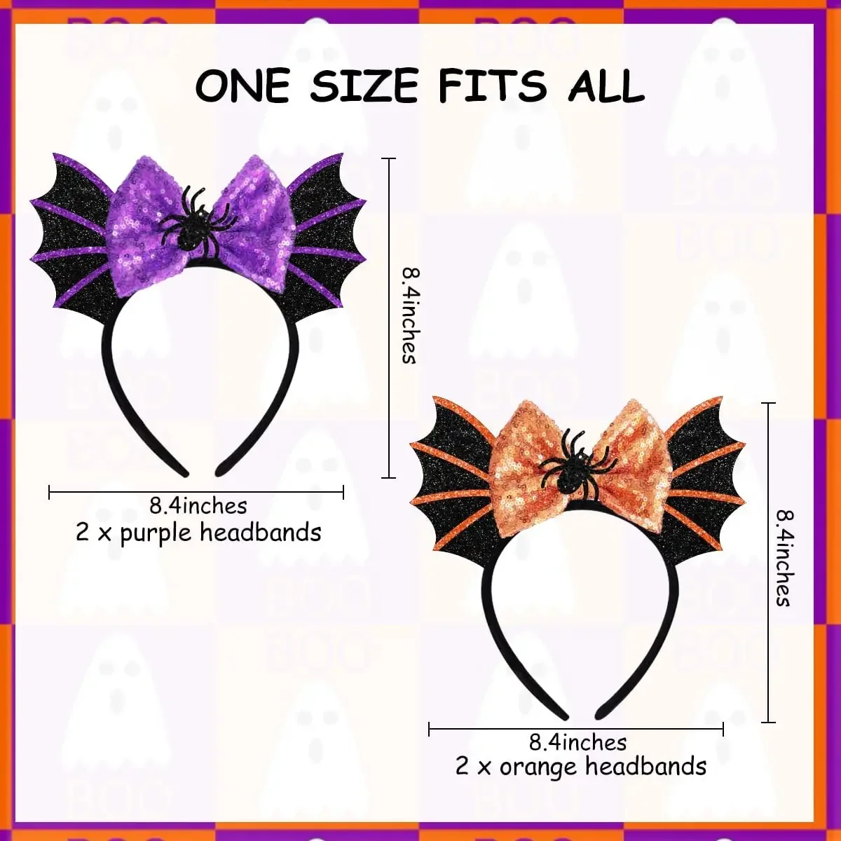 Sursurprise 4PCs Halloween Headbands for Girls Halloween Costume Headwear Hair Hoop Cartoon Halloween Party Favors Photo Booth