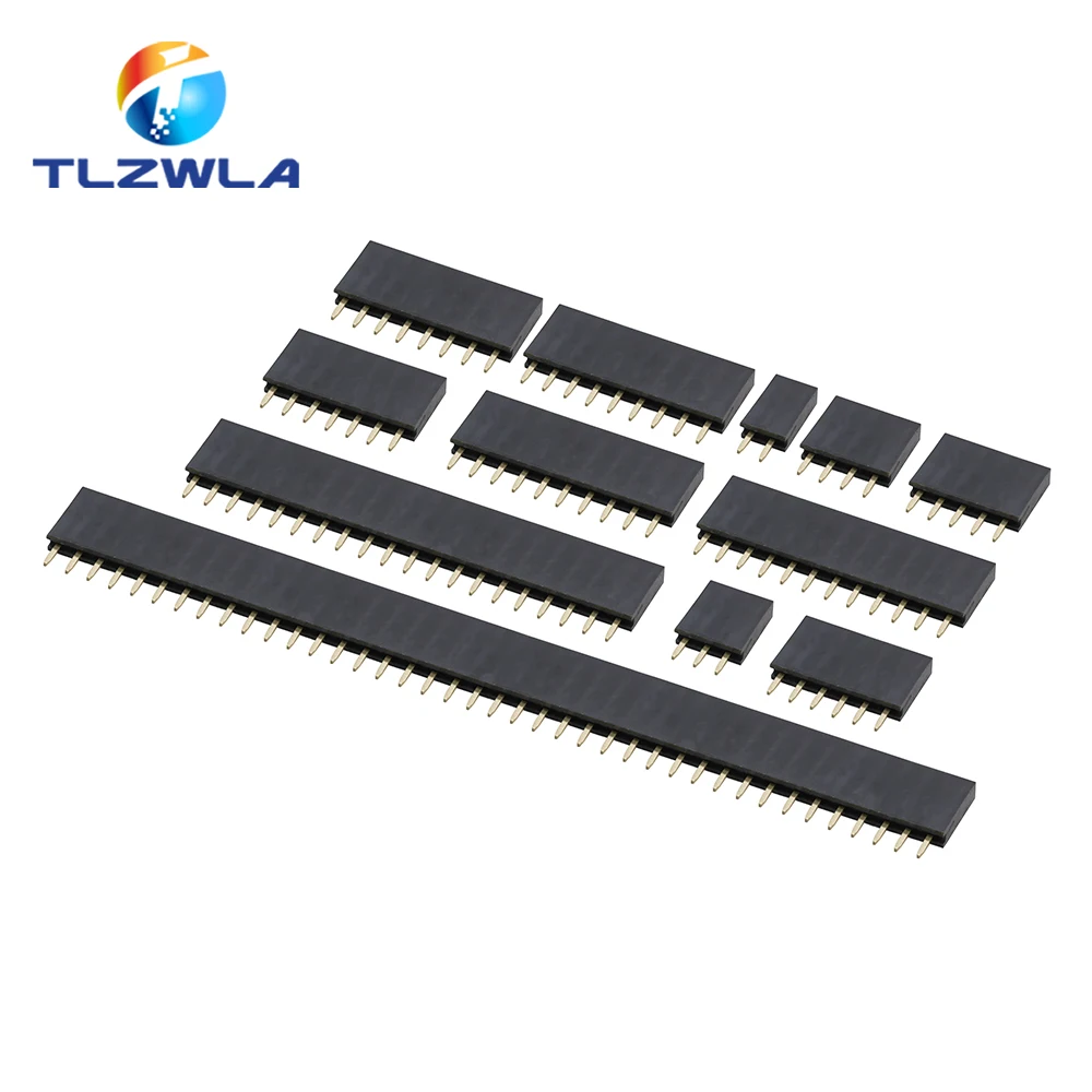 155PCS/Box 2.54mm Single Row Pin Socket Female Header Connector 2/3/4/5/6/7/8/9/10/12/20/40pin PCB Board Combination Kit