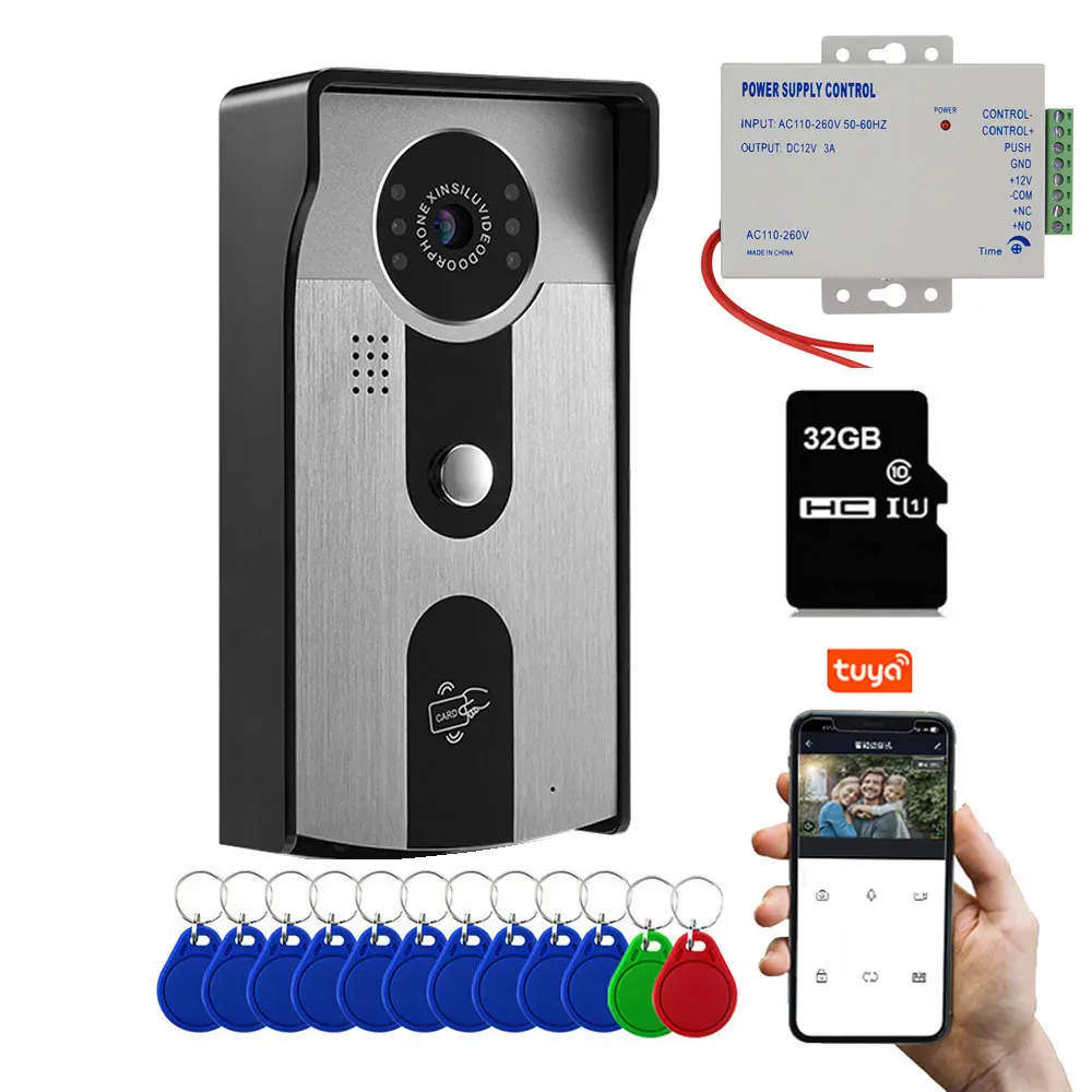 1080P HD Wireless POE WiFi Tuya Video Door Bell RFID Outdoor Camera Home Door Phone Intercom System Waterproof IR Night Vision