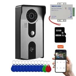 1080P HD POE Sem Fio WiFi Tuya Vídeo Porta Sino RFID Câmera Ao Ar Livre Porta Em Casa Telefone Intercom Sistema Impermeável IR Night Vision