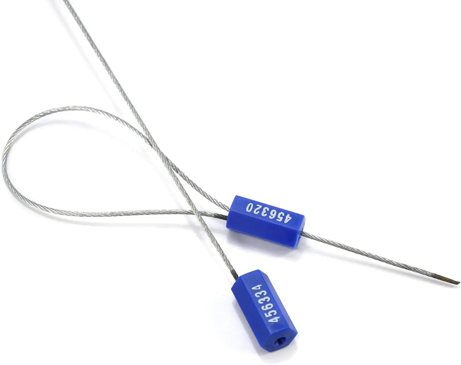 1000 ختم كابل من الفولاذ الأزرق - أختام معدنية مقاومة للعبث، علامات أمان مرقمة - روابط أمان ذاتية القفل لشاحنة الحاويات