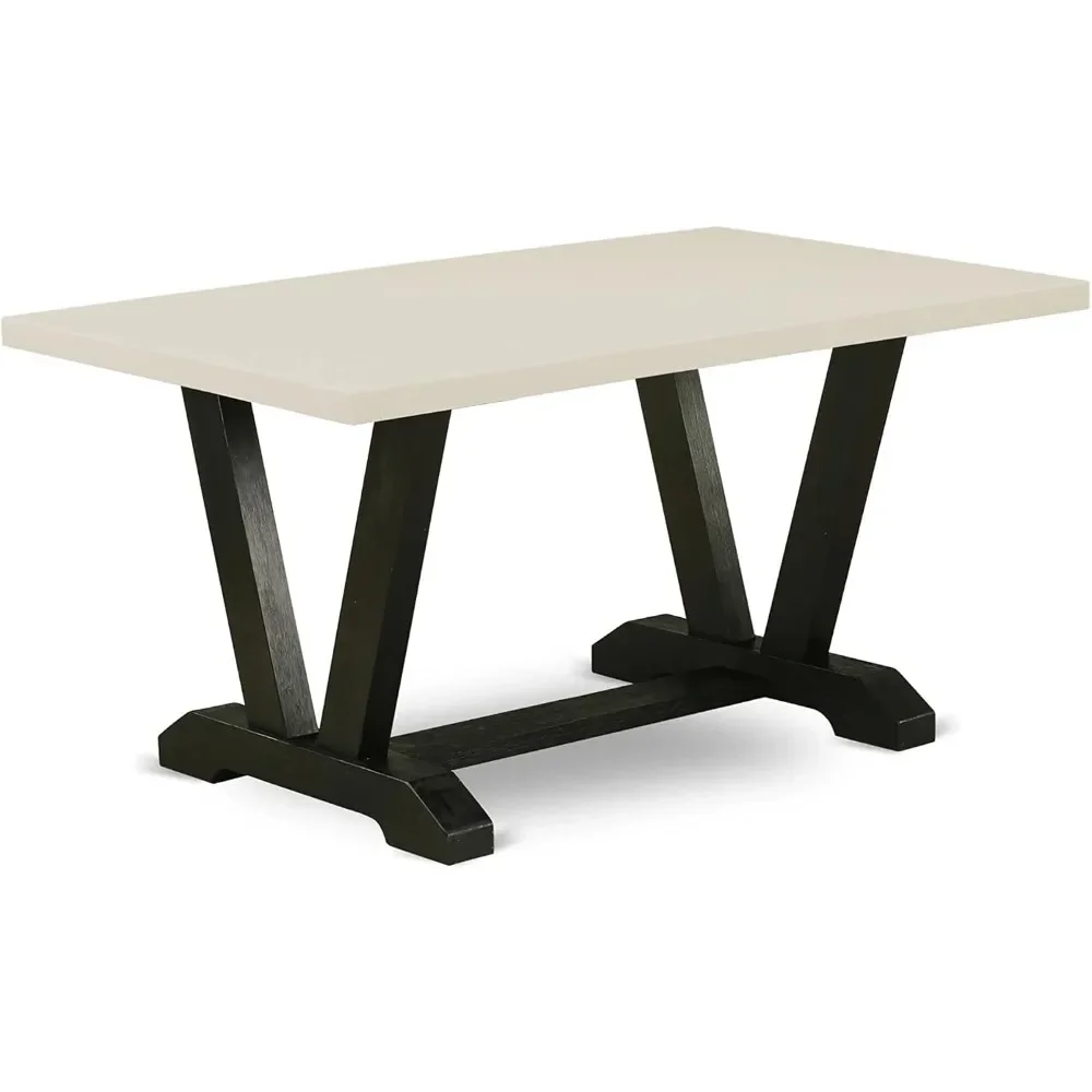 Mesa de jantar de cozinha estilo VT626 V – tampo retangular de madeira com pernas elegantes, 36 x 60 polegadas, multicolorido