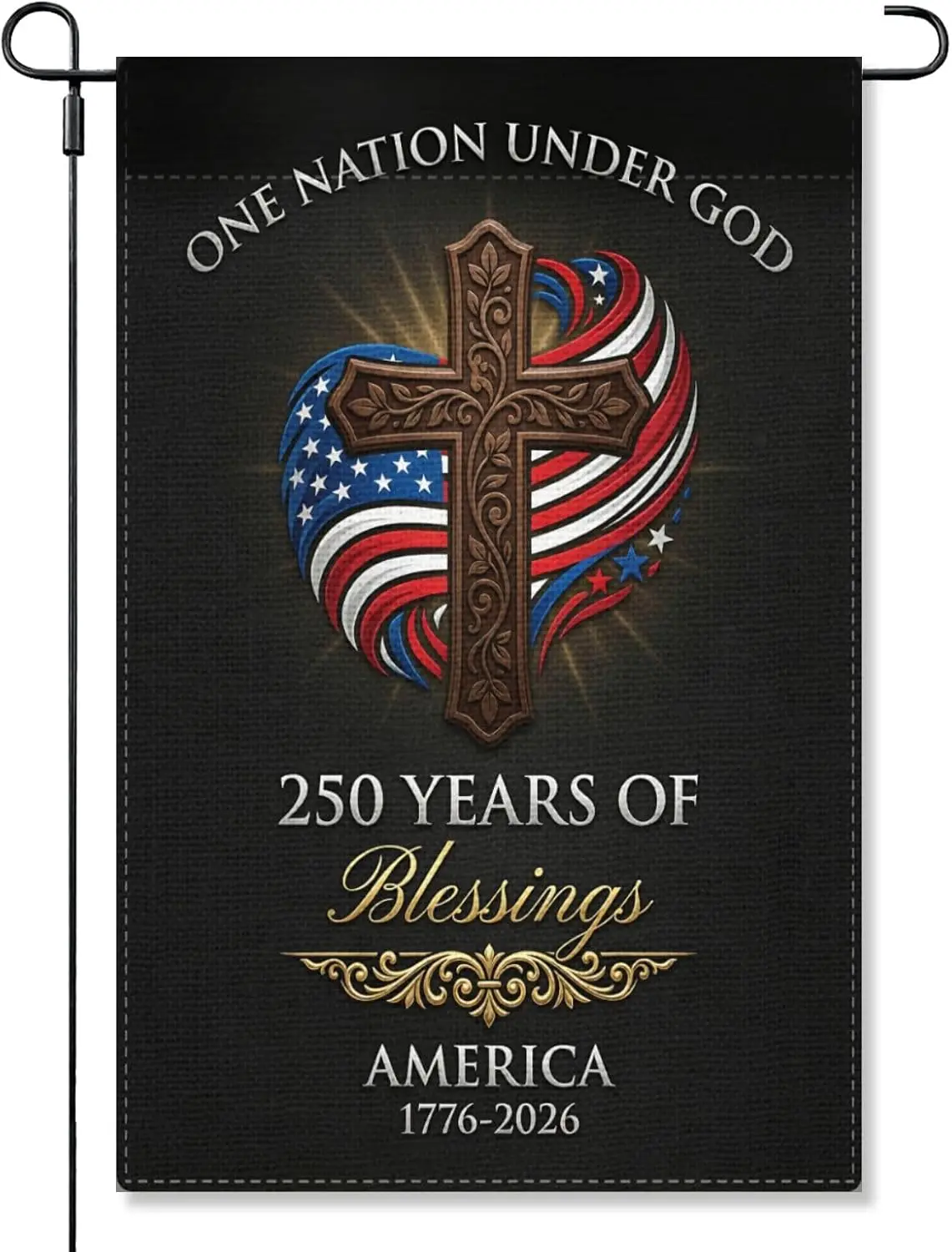 250th Anniversary Garden Flag, 12 x 18 Inch Double Sided Burlap Yard Banner, 250 Years Celebration Outdoor Decor 1776-2026 PPZ