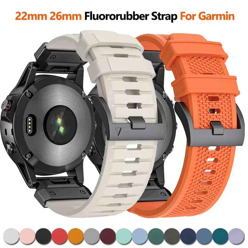 

Ремешок из фторкаучука QuickFit 22 мм 26 мм для Garmin Fenix 8 47 мм 51 мм 7X 7 6 6X Pro Epix Pro Gen 2 Fenix 5X Plus Tactix 7 Ремешок для часов