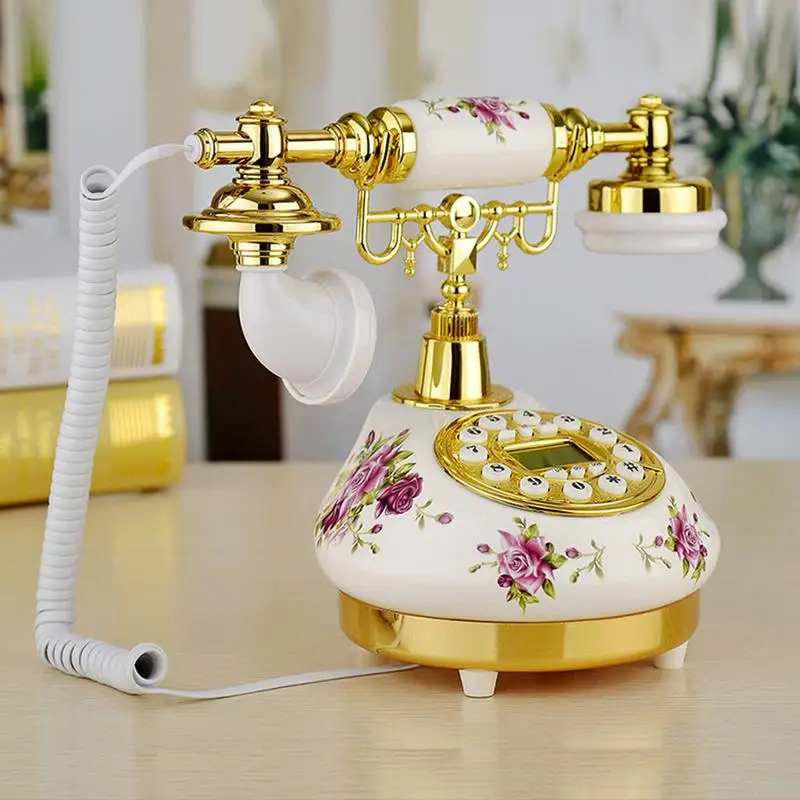 Retro Innovative High Ceramic European Telephone American Style Telephone Landline End Rose Desktop Phone For Home Office Hotel