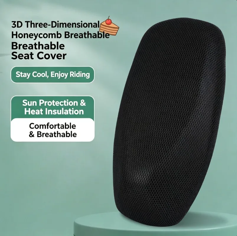 

Four Seasons Universal Electric Vehicle Seat Cover, Motorcycle Seat Mesh Cover, Sunscreen Waterproof Scooter Cushion Cover