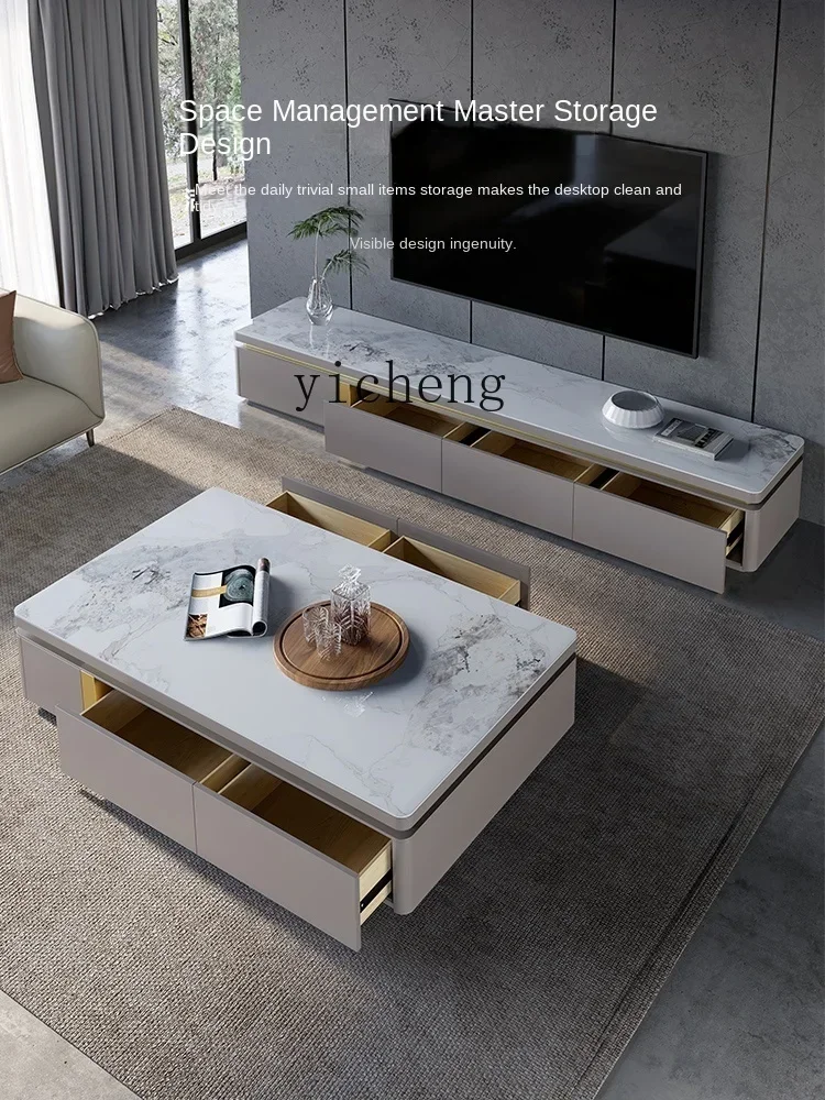 b2 natural microcrystalline stone coffee table light luxury modern marble advanced TV cabinet combination