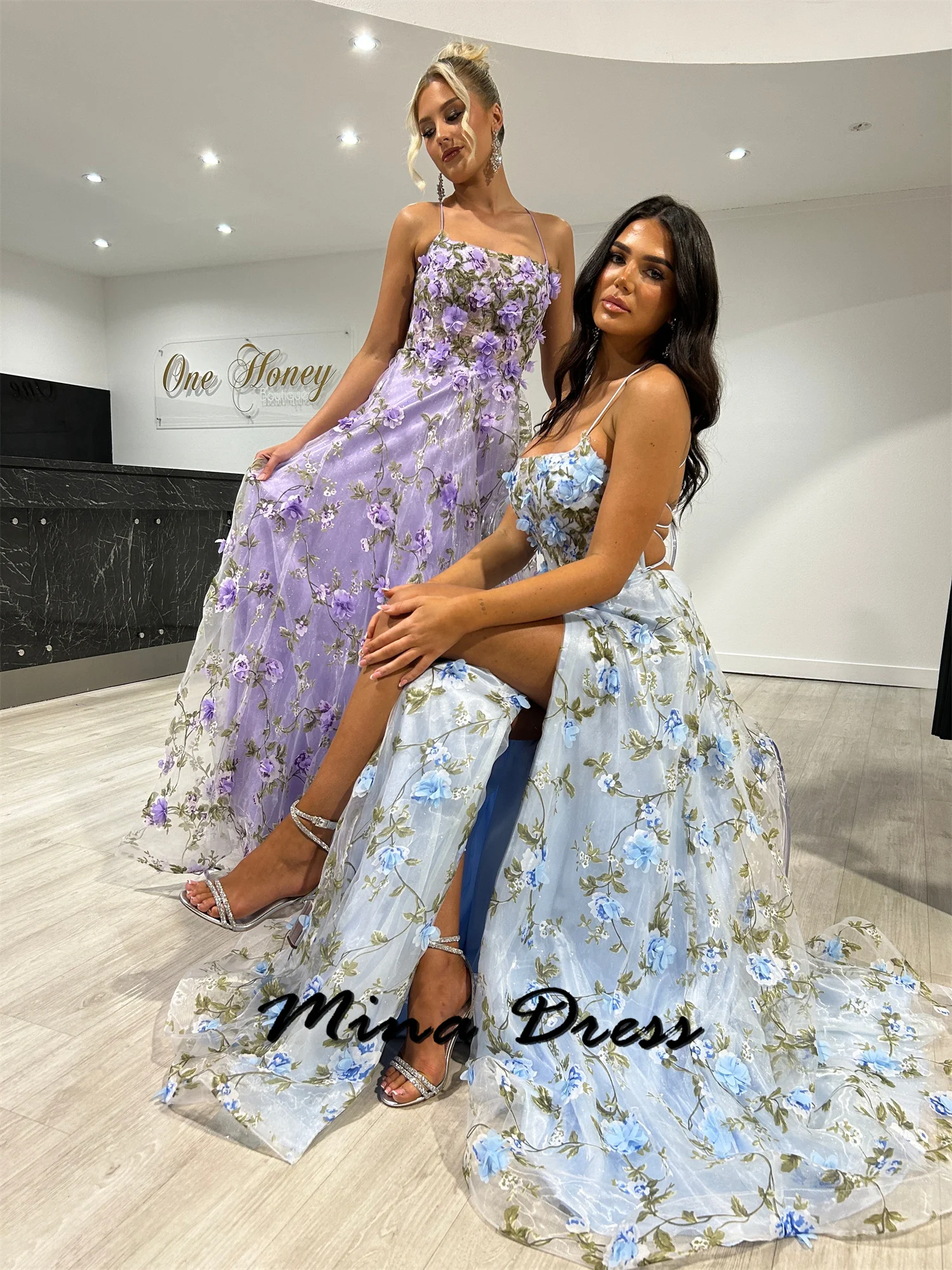 Mina Customized Backless Gala Dresses Woman 2024 for Party Dress Sleeveless Floral Spaghetti Straps Ball Gowns Evening Gown Prom