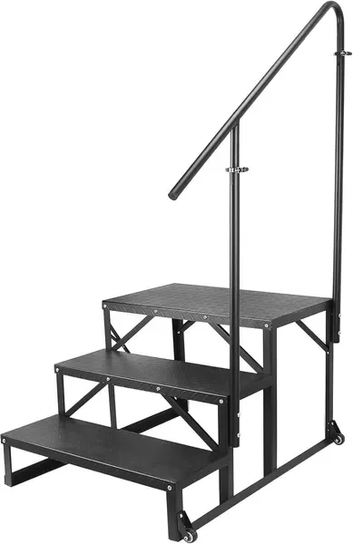 

Rv Rtairs With Moveable Wheels, Rv Steps With Handrail For Mobile Home, Outdoor Stairs, Portable Porch Steps