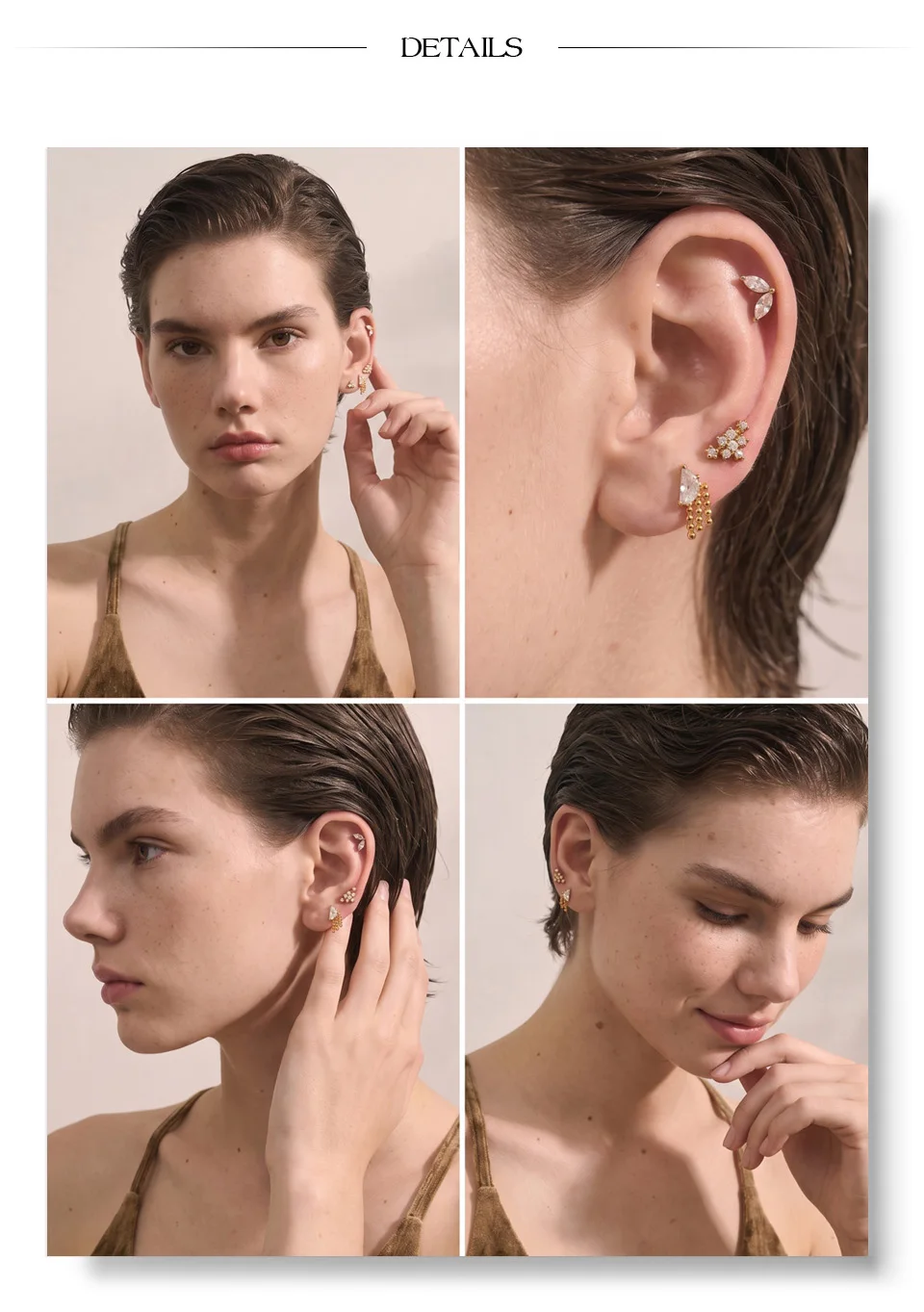 Yhpup 1 Stück 316 Edelstahl Zirkonia Flache Ohrringe 18K PVD-Beschichtung Zarter Trendiger Kleiner Piercing-Schmuck Großhandel – Detail 8