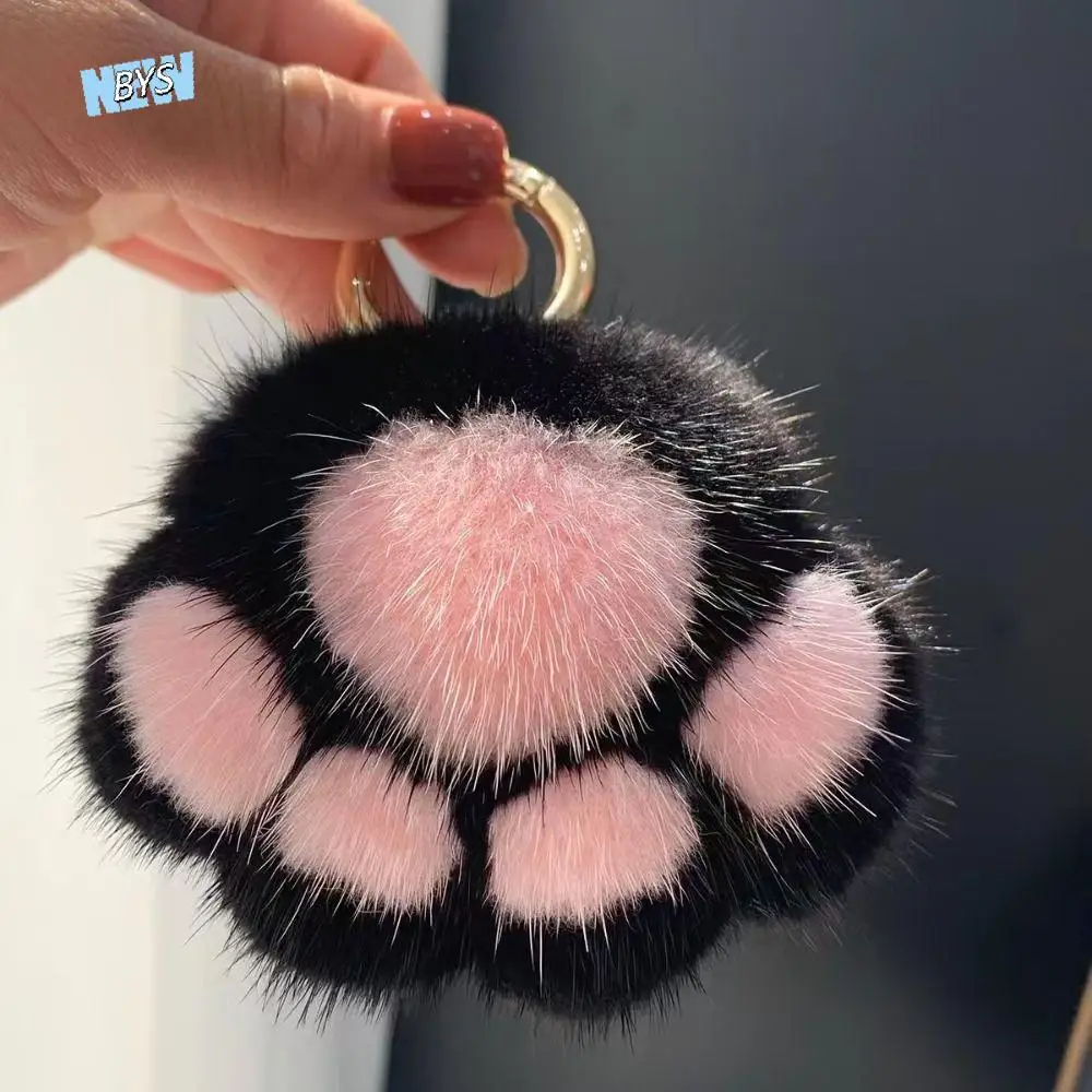 محشوة الحيوان القط باو الفراء المفاتيح فروي دمية الحب القط باو محشوة كيرينغ أفخم دمية Kawaii أفخم القط باو قلادة