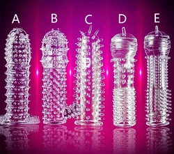 Silicone Penis Enlargement 18CM Reusable Condoms Penis Extender Sleeve Delay Ejaculation Crystal Condom Lasting Sex Toys for Man