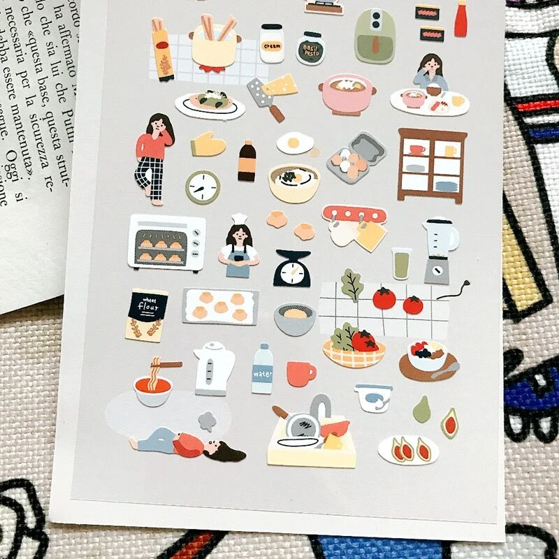 Korean Import Brand Suatelier My Kitchen Life Stickers Scrapbooking Diy Journaling Stationery Diary Sticker Decor Art Supplies