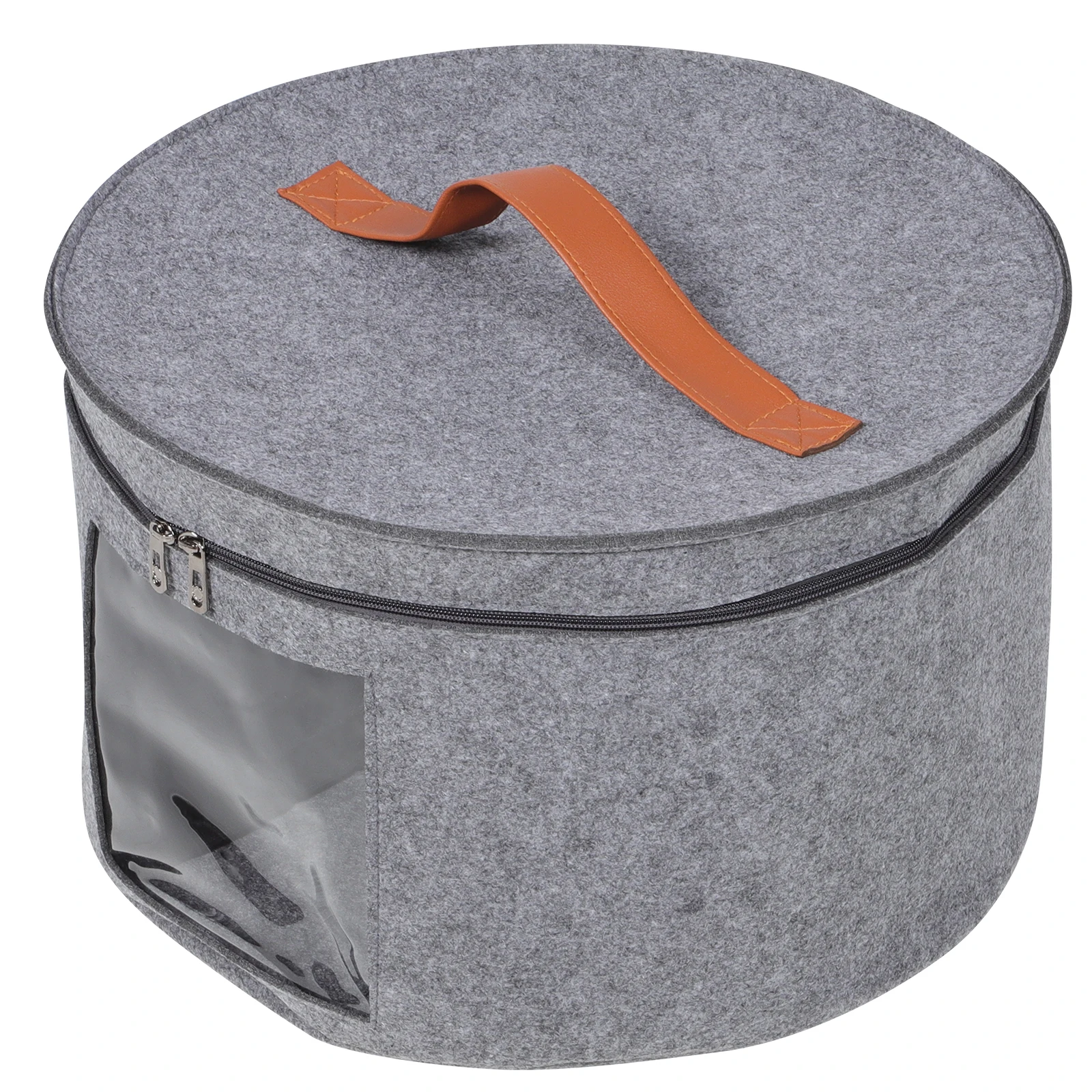 

Hat Storage Box Round Bucket 40x26cm Gray Travel Organizer Non Woven PVC Portable Hat Container Beach Felt Hats