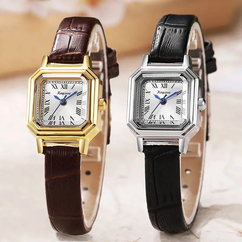 Fashion Women Gold Watch Leather Strip Wristwatch Square Small Dial Quartz Watches Luxury Wristwatches Gift Dropshipping Clock