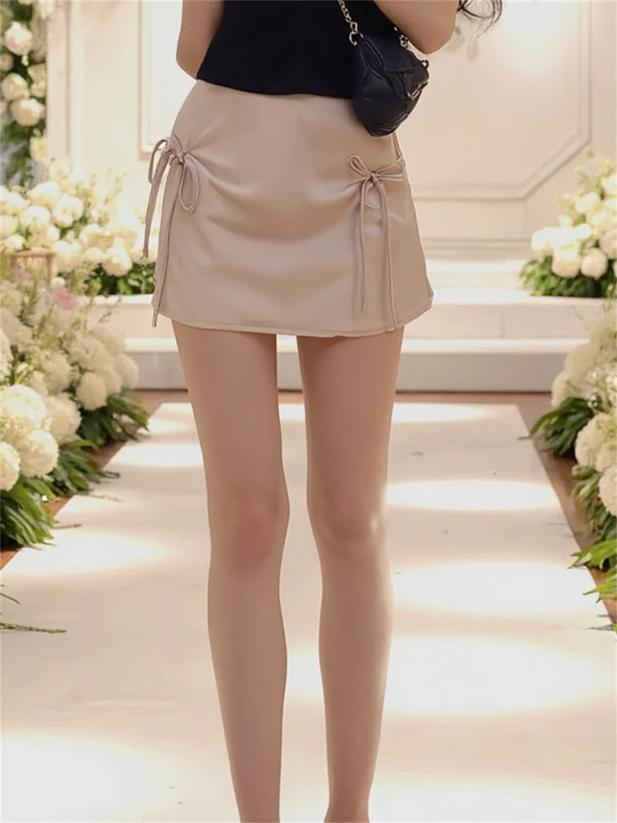 

Smooth Solid Mini Skirts Womens Patchwork Tiered Ruffle Mesh Feminina College Artistic Modern Chic Elegant Applique Layered