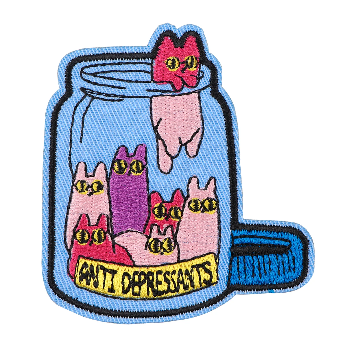 Anti-Depression Cat Embroidery Patch Nurse Iron On Patches For Clothing Thermoadhesive Patches On Clothes DIY Sew Badges