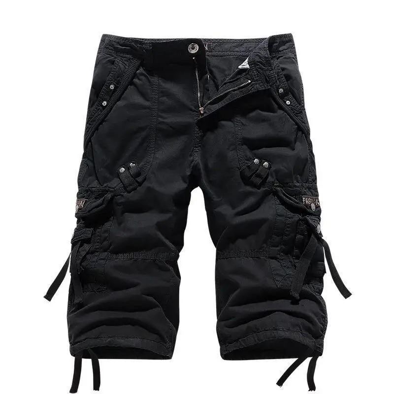 

Trendy Men's Workwear with Seven pes of Pants ort Sve Button Plaet Other Material Fabric Summer Season Khaki Color