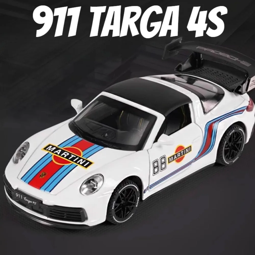 

1:32 Scale 911 TARGA 4S GT3 RSR Sports Car Toy Model Metal Diecast Sound Light Pull Back Supercar Models Collection Kids Gifts
