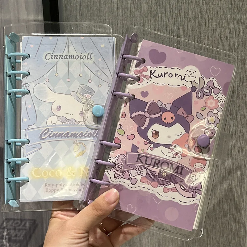 A6 Loose-Leaf Kawaii Sanrio Notebook Kuromi Cinnamoroll Notepad Daily Journal Notebook Stationery Cute Office School Supplies