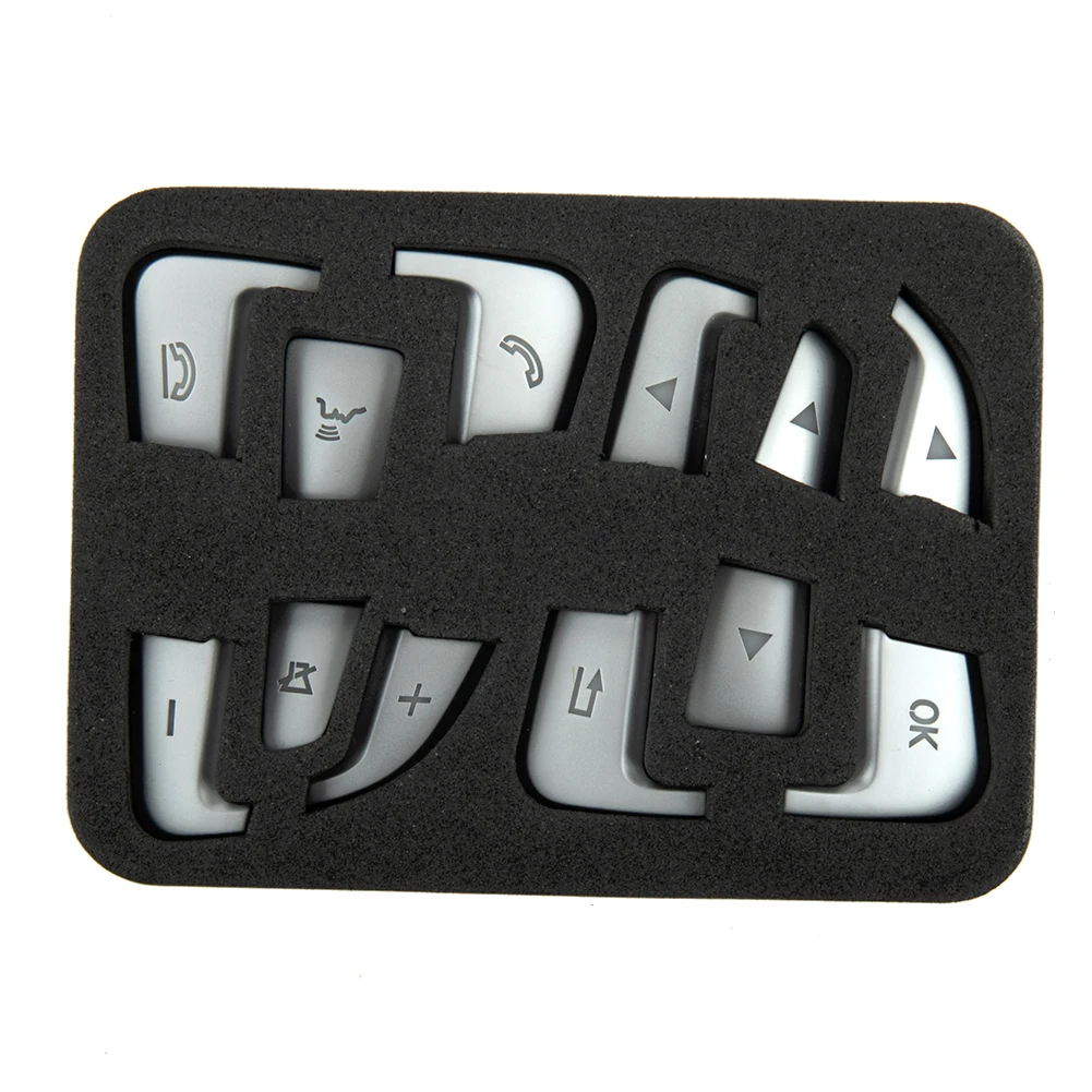 لمرسيدس غطاء أزرار غطاء أزرار غطاء أزرار الكسوة الفضة عجلة القيادة الكسوة ABS غطاء أزرار غطاء أزرار