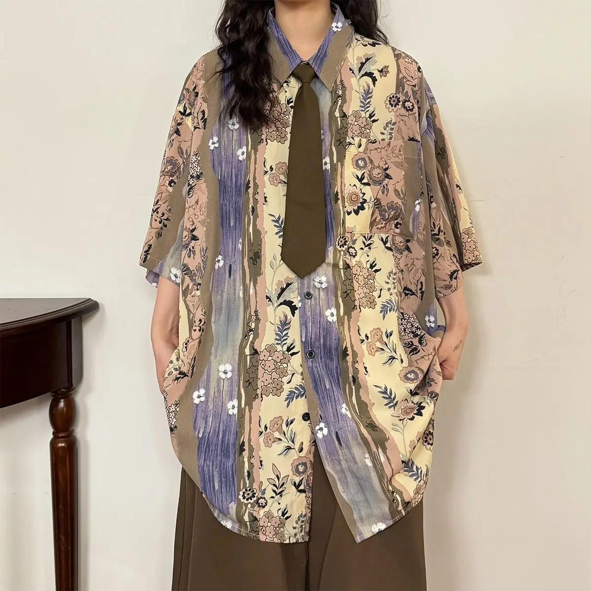 

Shirts Women Jacquard Floral Ruffle Hem A-line Fit Graduation Party Fairycore Blouse For Youthful Girls Special Night Events