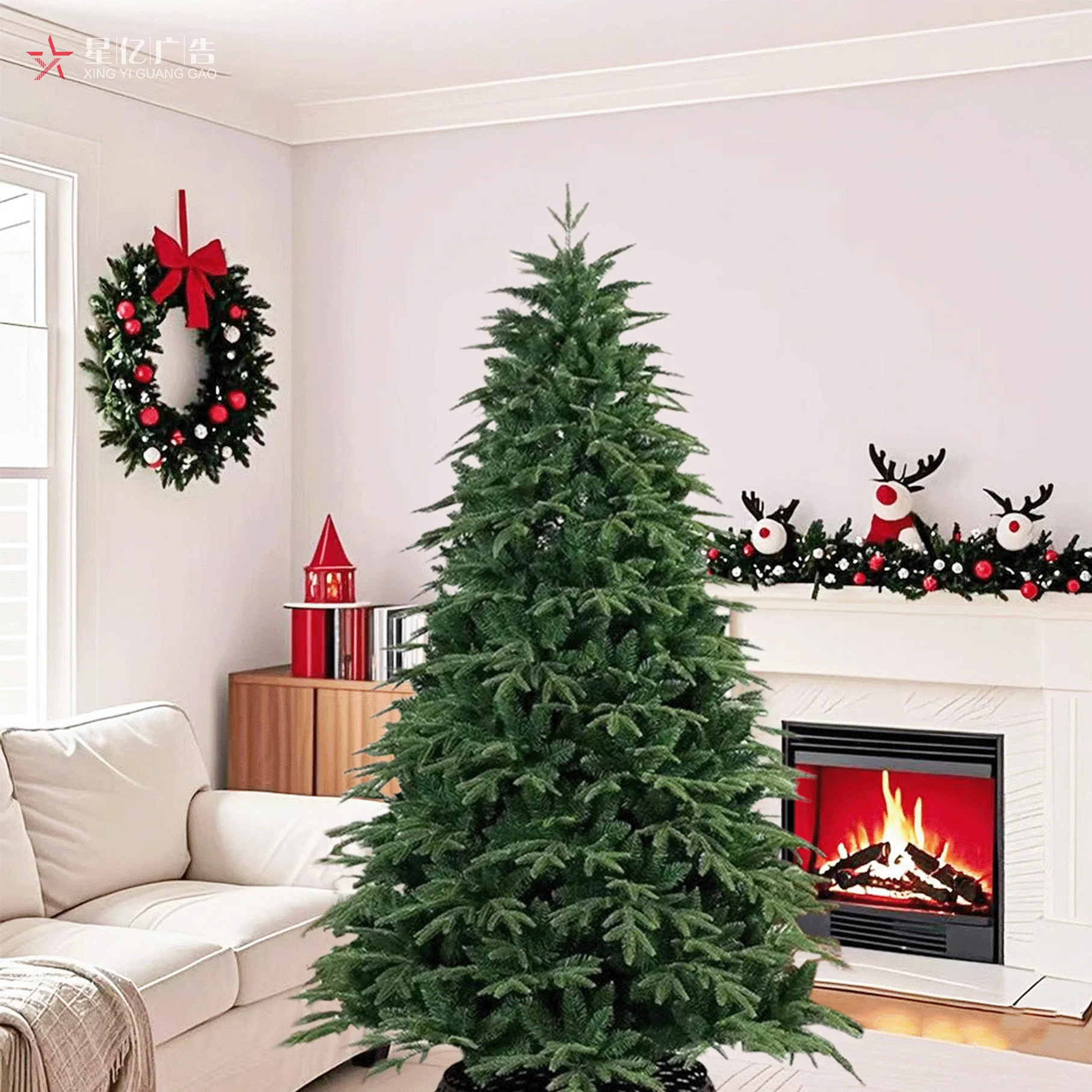 Best Selling Green Artificial Christmas Tree With Decorations Multi Color Options 1.2m 2.4m Sizes For Business & Commercial Use
