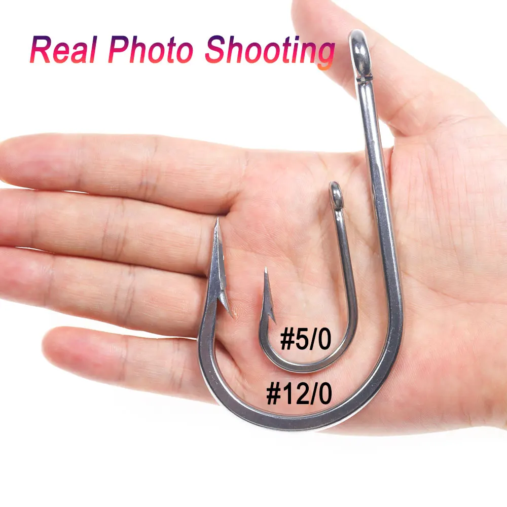 Bimoo 5/0 ~13/0 Stainless Steel Saltwater Fishing Hook Heavy Duty Hook For Big Game Fishing Chunking Jigging Tuna Shark Fishing