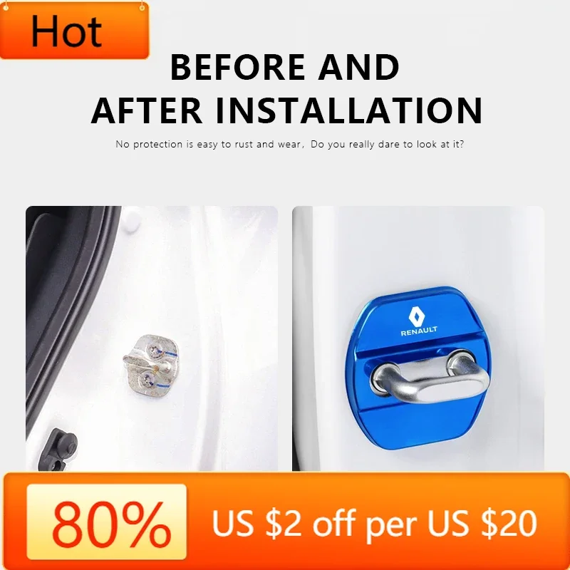 

2026 Горячие наклейки для салона Renault для Renault RS Clio Megane 2 3 4 Captur Trafic Scenic 2 Kadjar, металлическая пряжка замка двери автомобиля