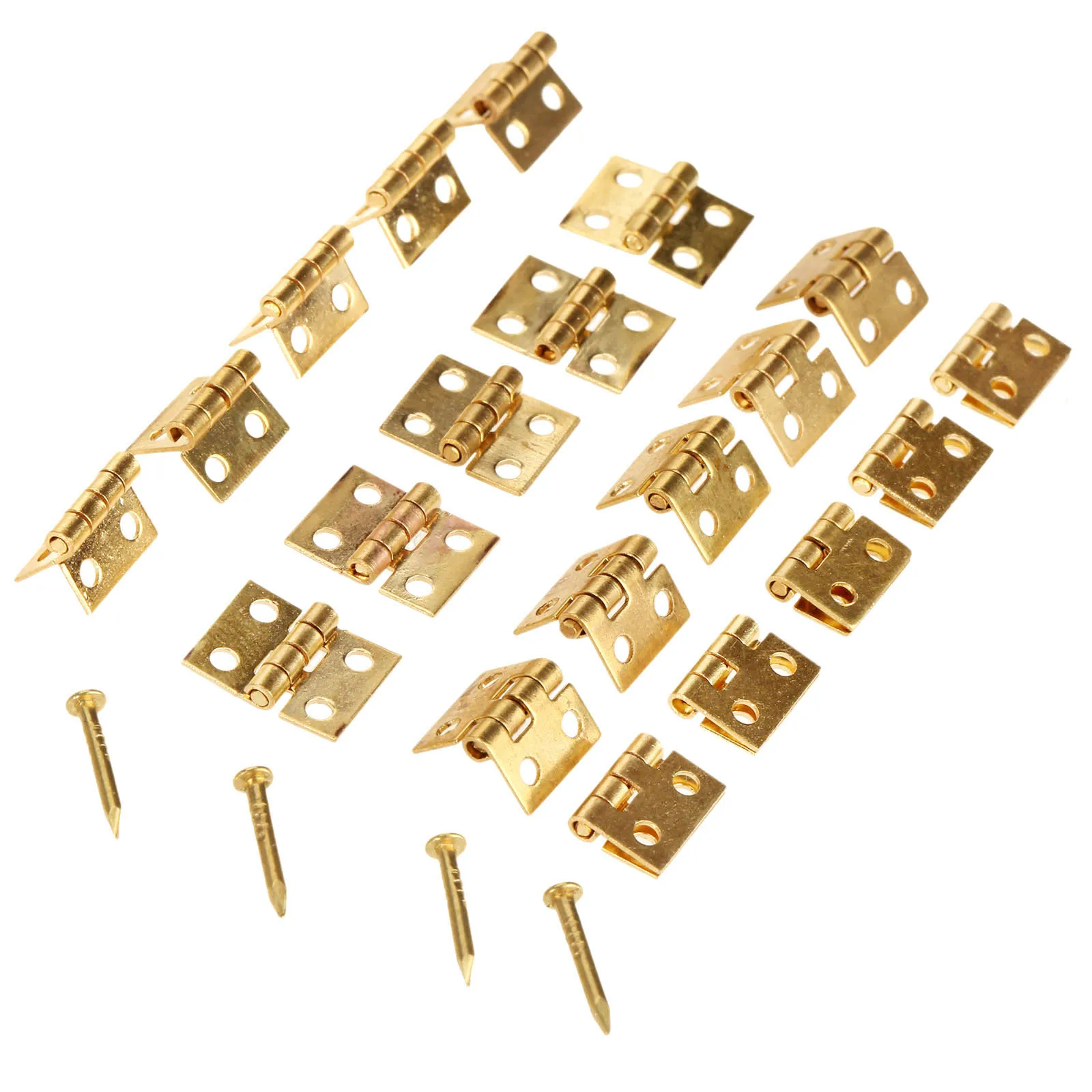 80Pcs Brass Hinges Mini Hinge 1cm*0.8cm for Small Furniture Jewelry Wood Box Decorative Bag Furniture Fittings with Screws